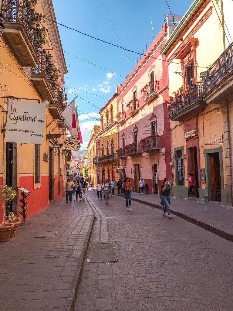 pedestrian street in guanajuato mexico, an excellent backpacking destination