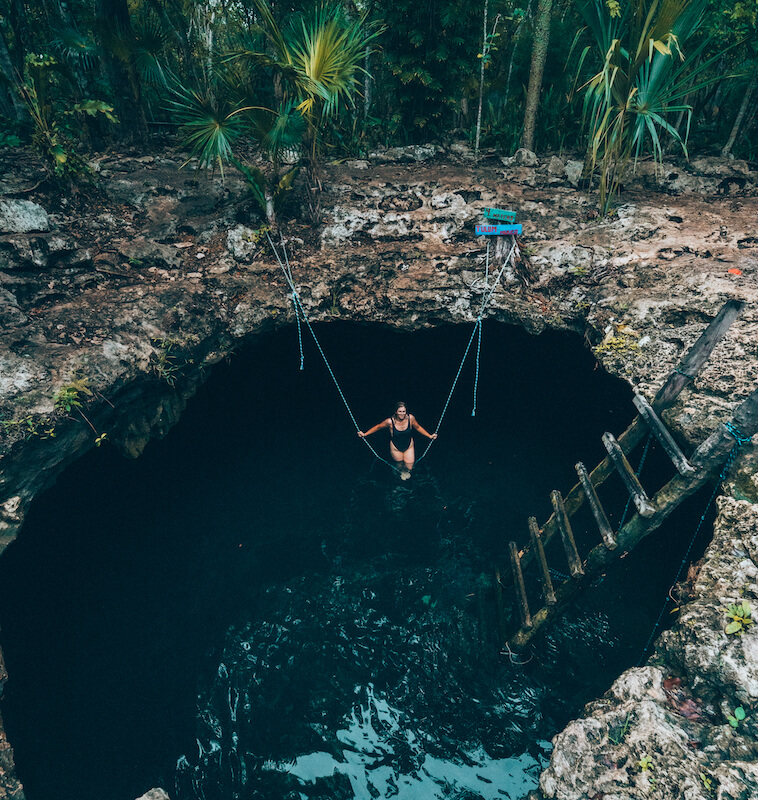 Cenote Calavera is a refreshing spot to swim near Tulum.