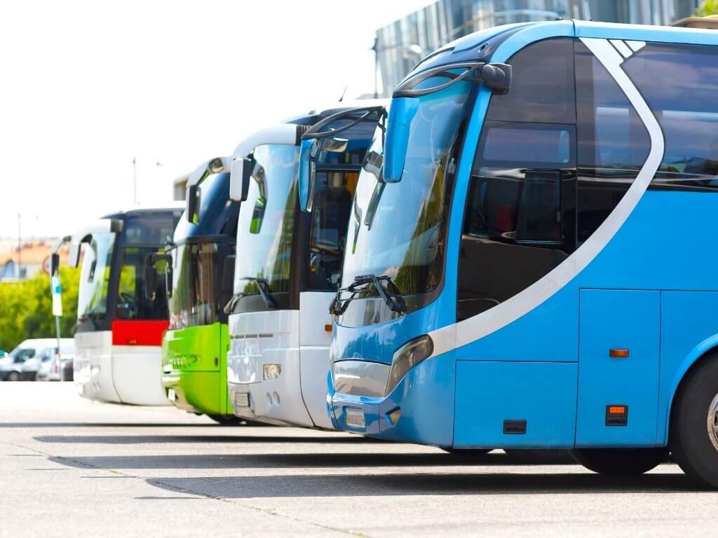 buses at bus station in Mexico