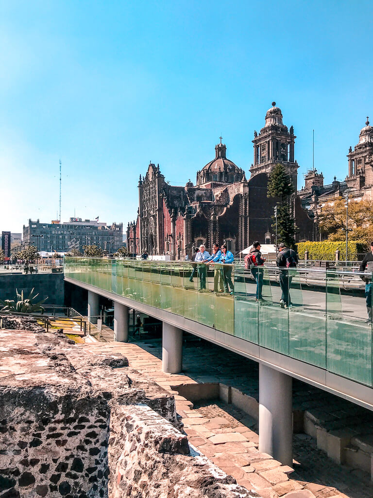 templo mayor ruins looking toward the zocalo