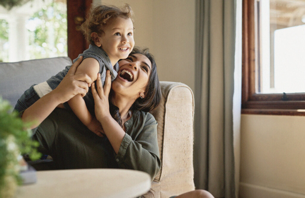 Mother and child playing