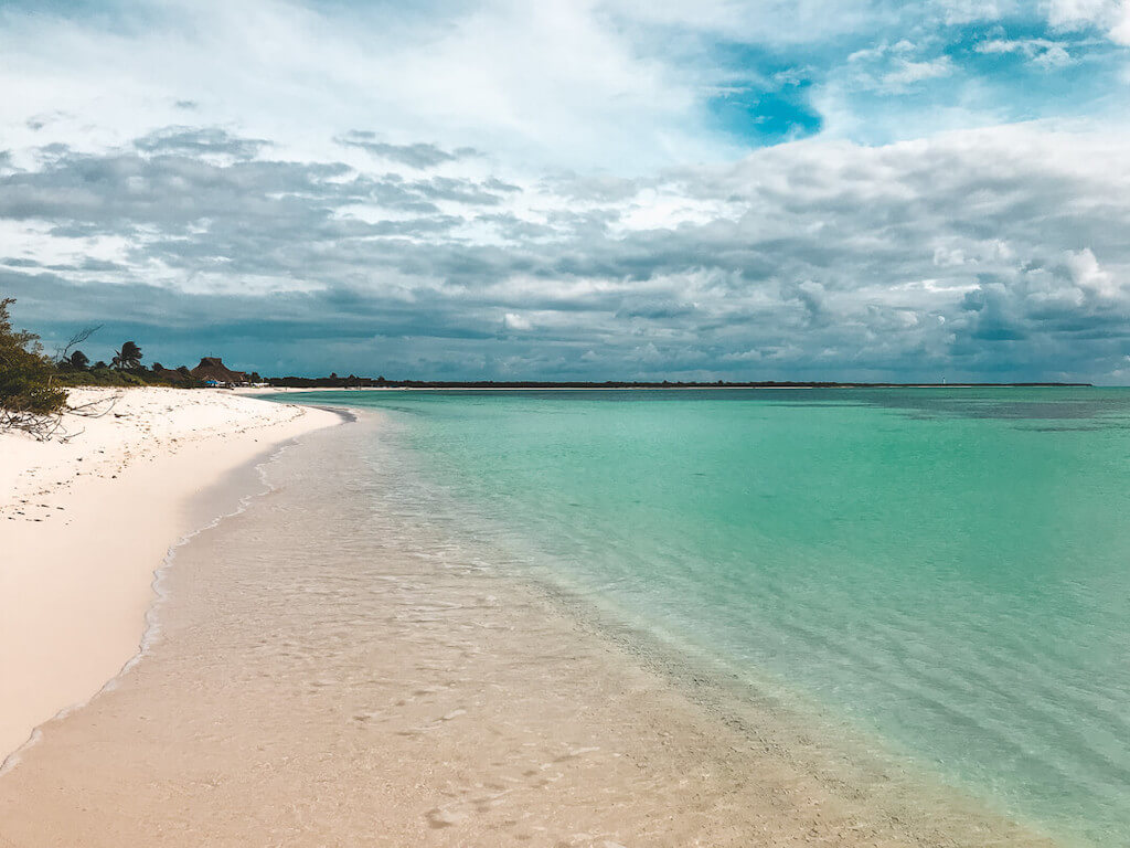 The Caribbean sea laps the shores of El Cielo Beach in Punta Sur Eco Park, Cozumel