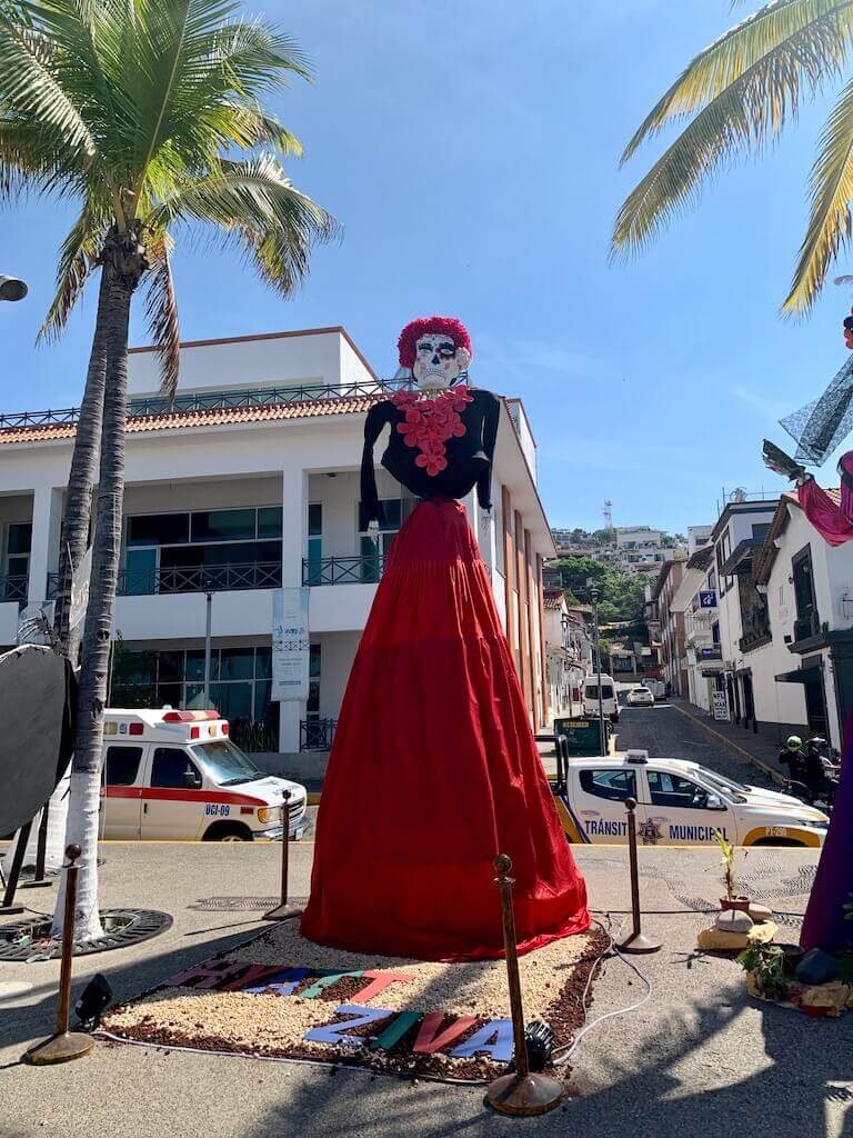 catrina sculpture for dia de muertos in Puerto Vallarta