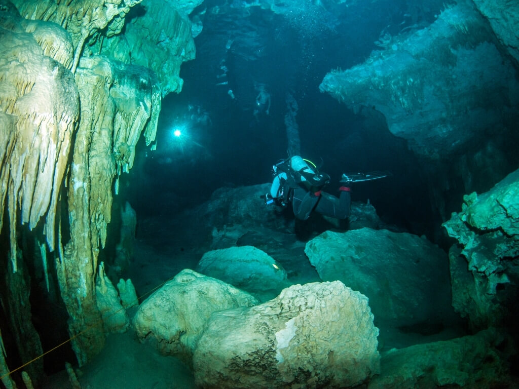 The Dos Ojos Cenotes are part of one of the largest underwater cave systems in the Yucatan peninsula. 