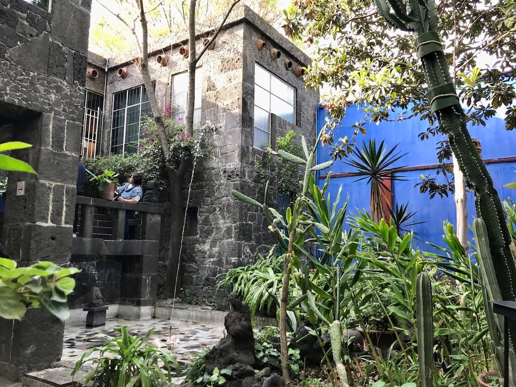 Garden at the Frida Kahlo house in Mexico City