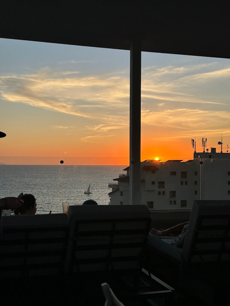 sunset view from a hotel rooftop 