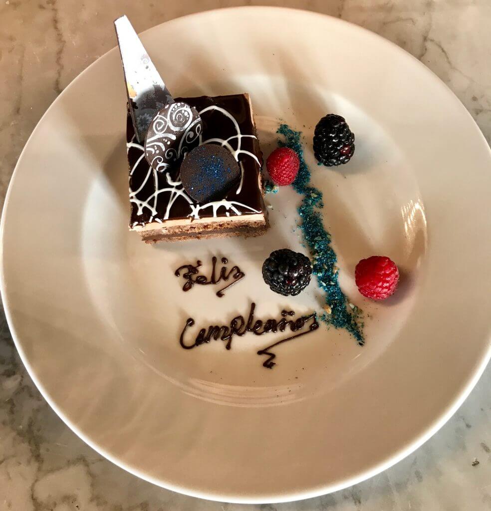 chocolate birthday cake at the westin cozumel