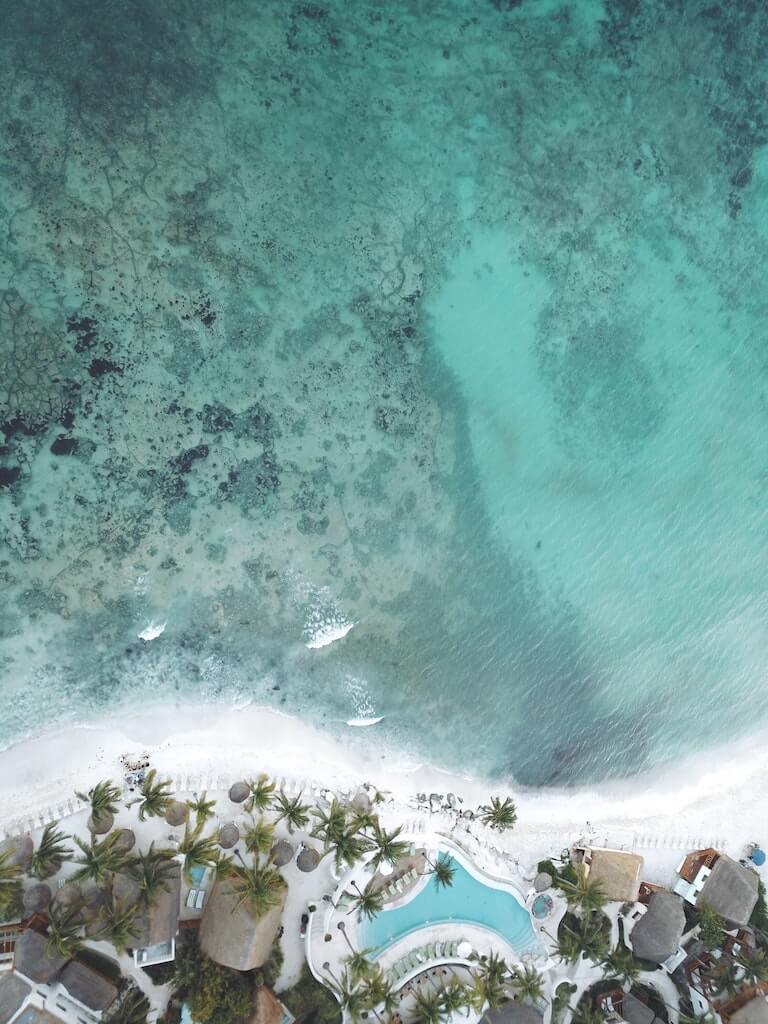 riviera maya beachfront accommodation aerial view