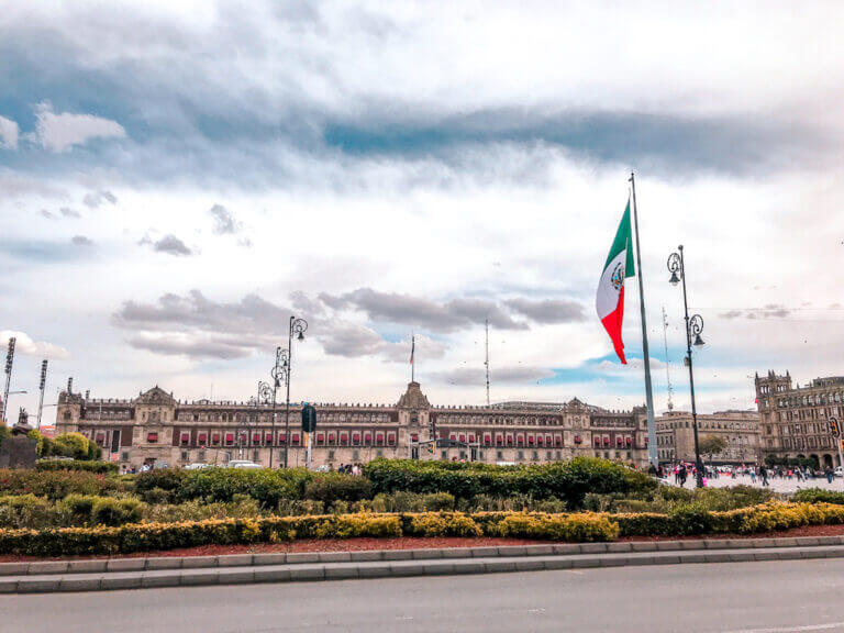 The palacio nacional borders Mexico City's zocalo