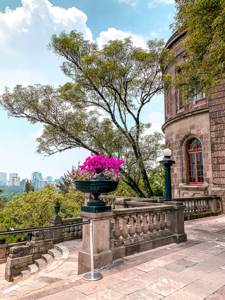 Chapultepec Castle sits on a hill overlooking downtown Mexico City