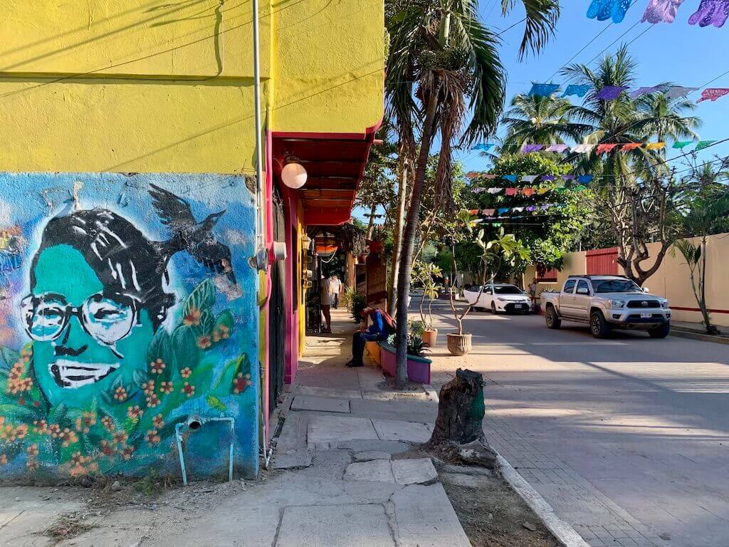 colorful street art on the side of building in San Pancho, near Puerto Vallarta