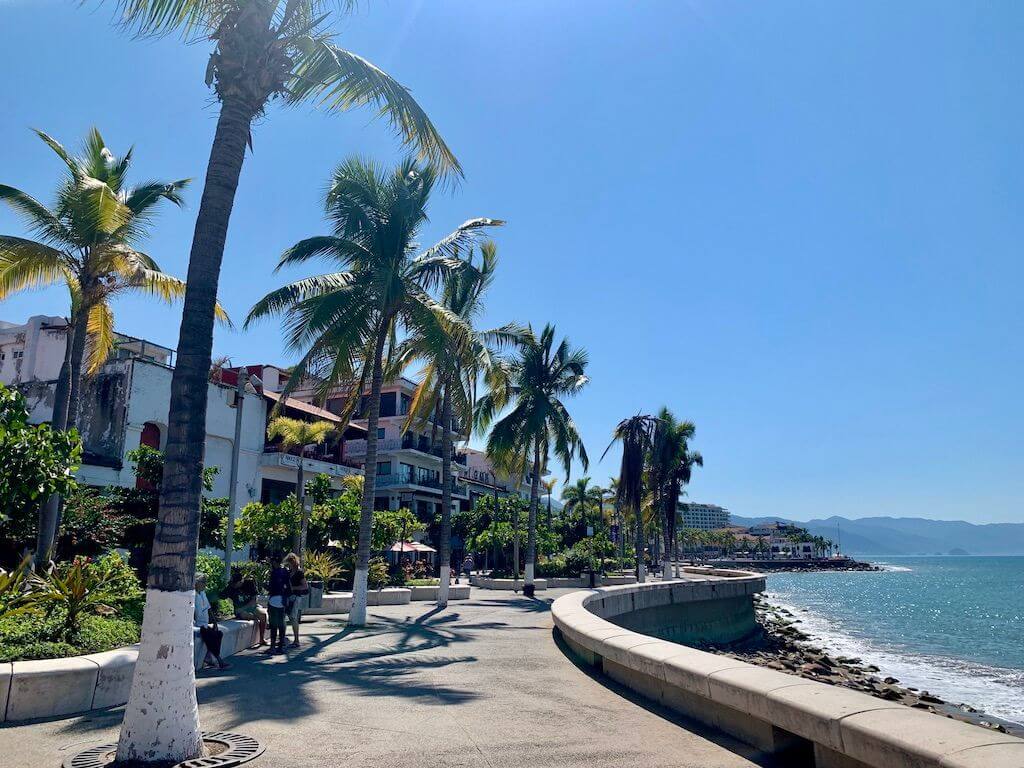 view along Puerto Vallarta's oceanfront malecon