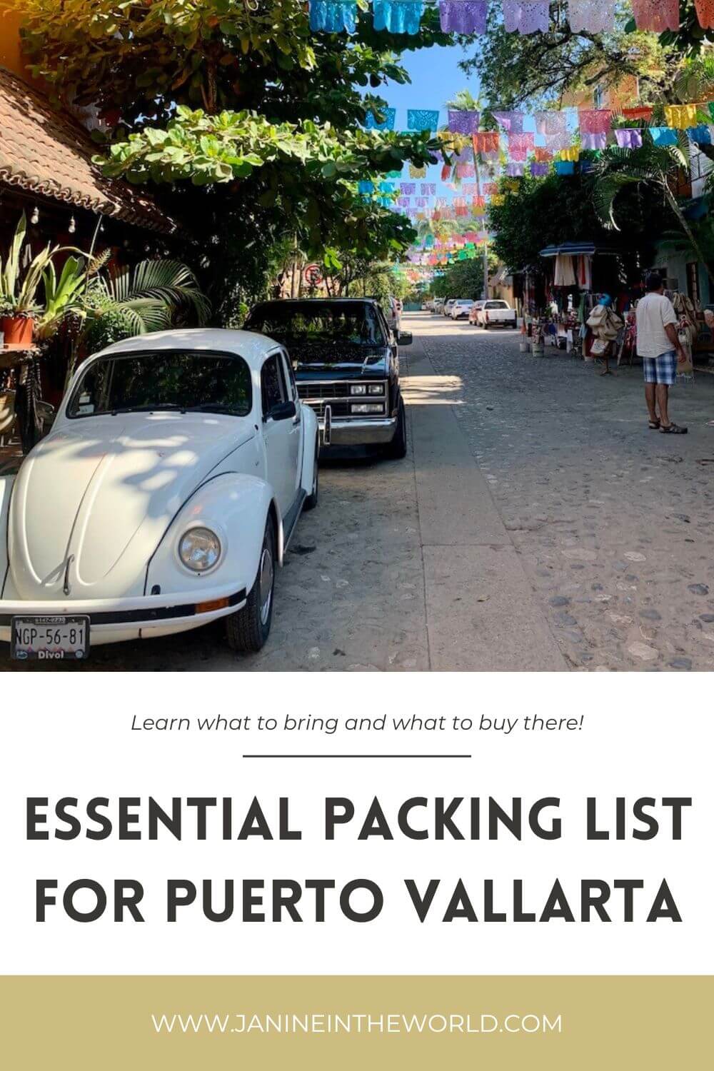 Pin image reading "essential packing list for puerto vallarta"