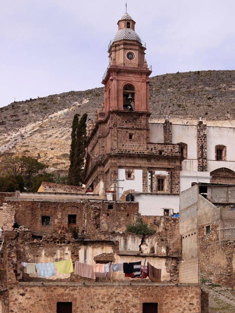 facade of a multi-story building in real de catorce, san luis potosi, mexico