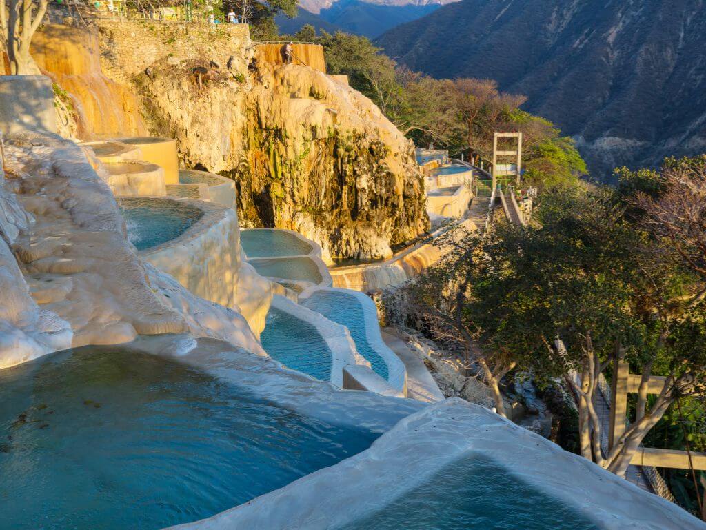 The hillside pools at Tolantongo looking out over the canyon