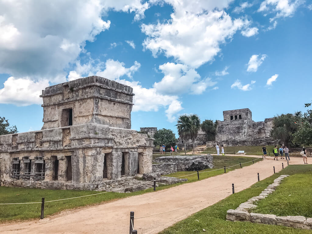 structures on-site at the Tulum archaeological site in Quintana Roo, Mexico